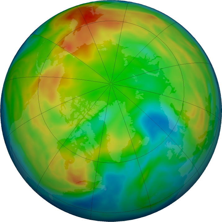 Arctic ozone map for 05 January 2017